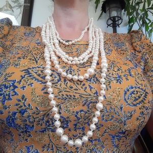 5 strand faux pearl necklace
